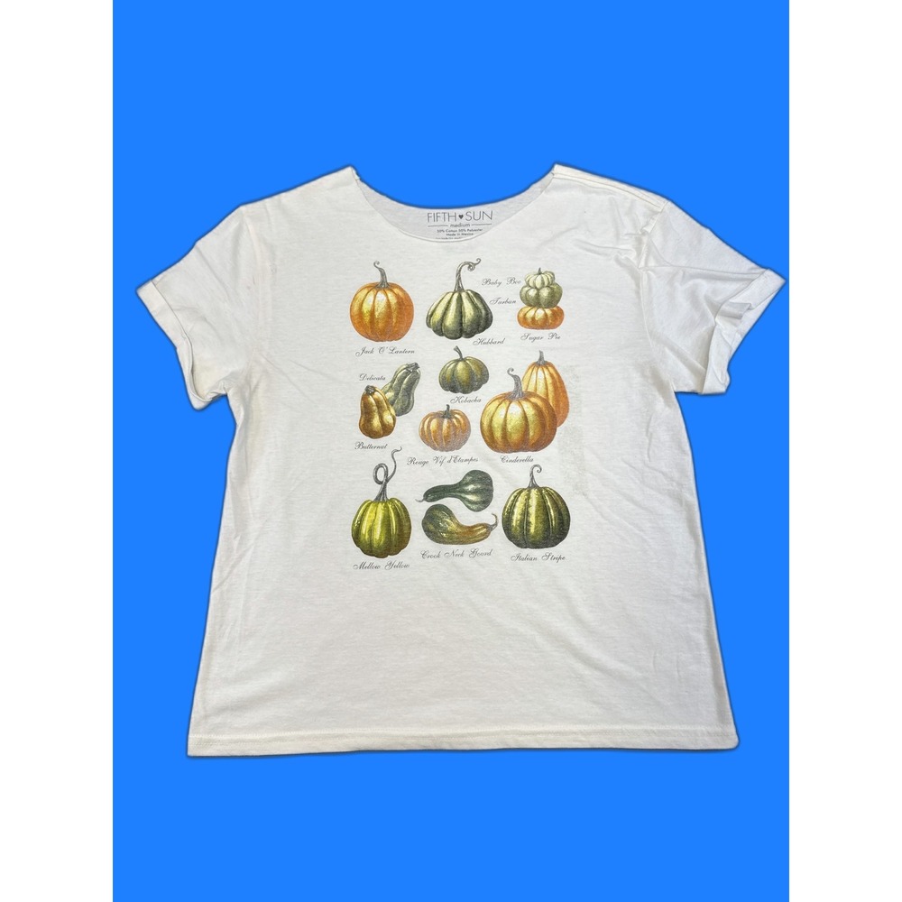 Fifth Sun Pumpkin Variety Graphic Tee White Medium‎ Fall Autumn Shirt